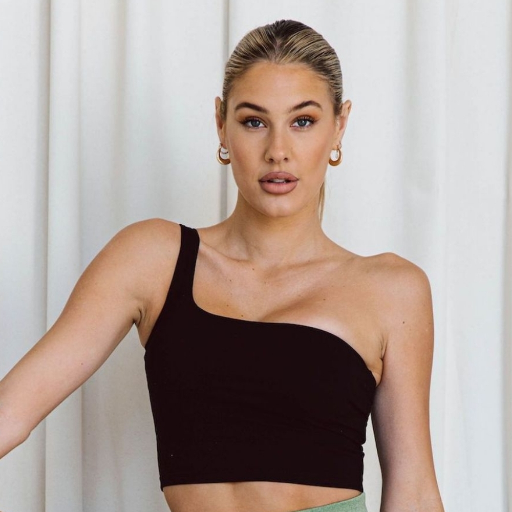 SAstoria LIVE LUXE One Shoulder Sports Bra Crop - Black
